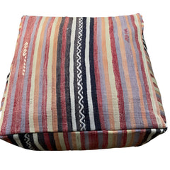 vintage kelim poef Turkije gestreept 60x60x25 cm