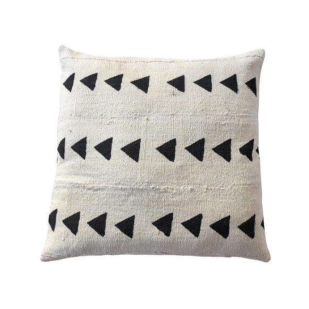 Traditional Mudcloth Throw Pillow, 18x18, Black & White, Cotton