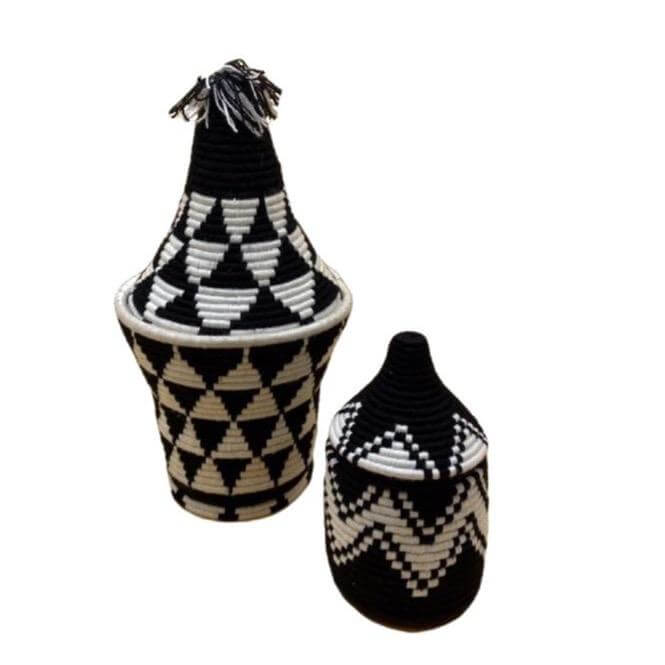 Berber basket Morocco black white fairtrade Moroccan baskets berber manden mand