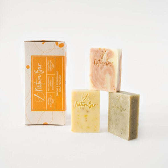 Nature Bar bright refreshing soap shampoo bar package bestseller soaps gift set vegan handmade