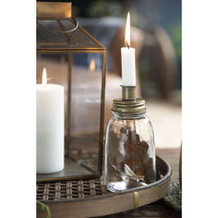 glass candle holder brass metal lid low Ib Laursen glazen pot kandelaar metalen deksel goudkleurig