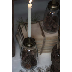 Candle holder f/taper candle metal lid pencil candles