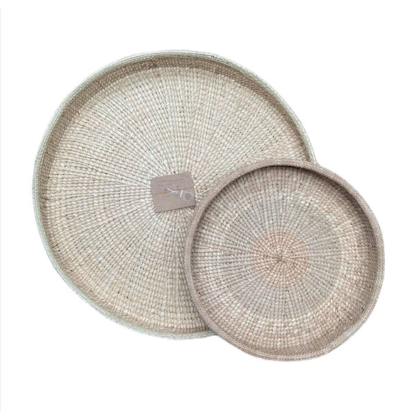 Lupane basket round tray edge Zimbabwe ronde mand muur palm palmblad