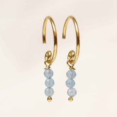 gold plated earrings stick beads 2mm blue chalcedony handmade jewellery Muja Juma  Edit alt text