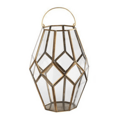 Nkuku Mohani lantern glass brass L gold