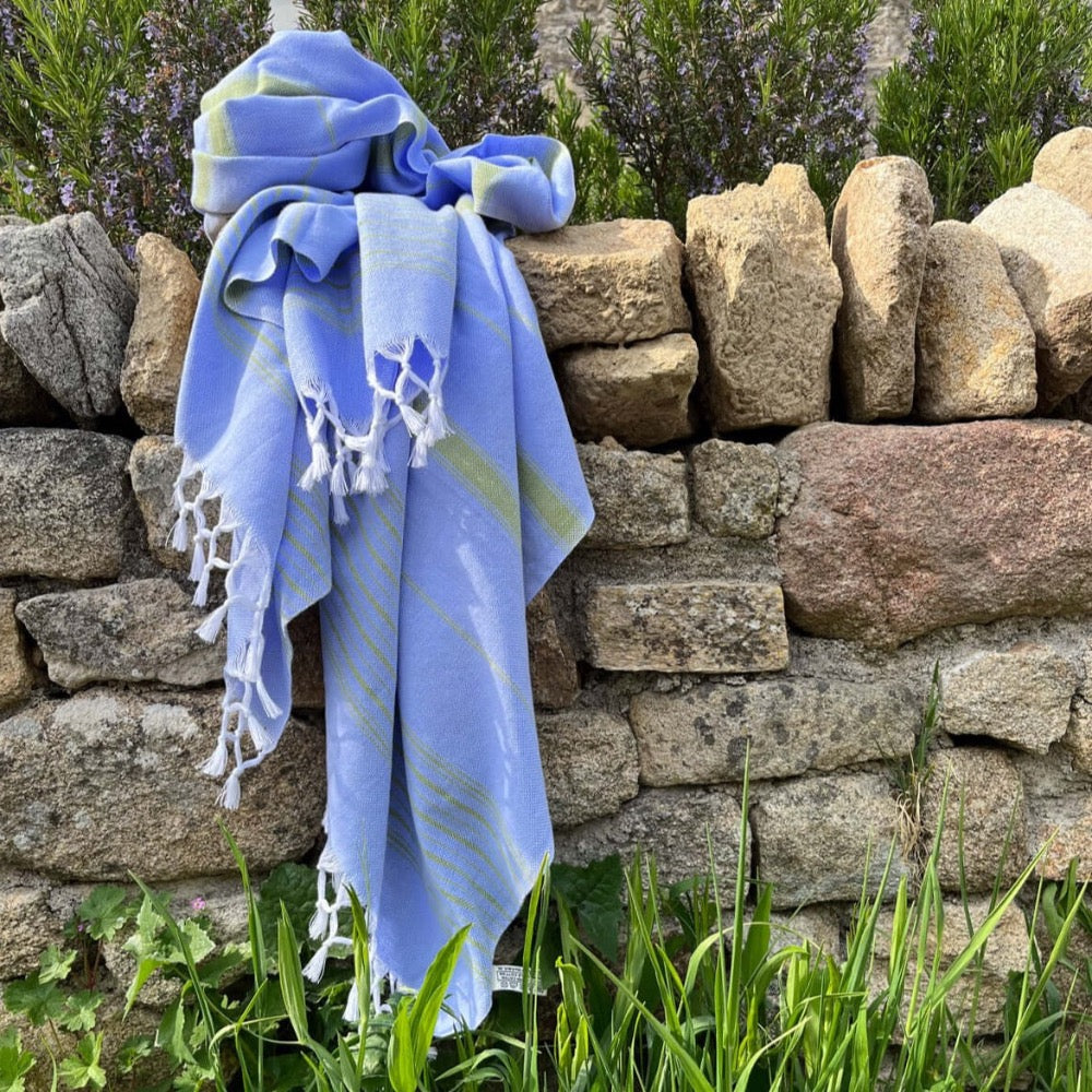 hamamdoek reishanddoek strandhanddoek handdoek licht dun paars groen lavendel sauna sarong