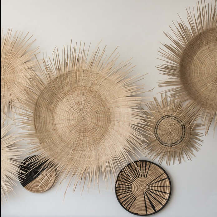 sun plate wall hanging art boho decor bohemian decoration People of the Sun handmade African baskets