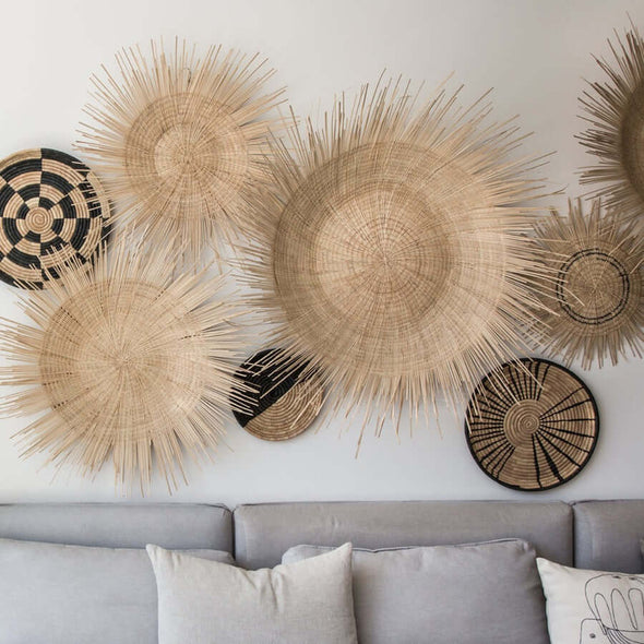 Boho wanddecoratie zon zonnen muur muurdecoratie naturel unieke decoratie fairtrade