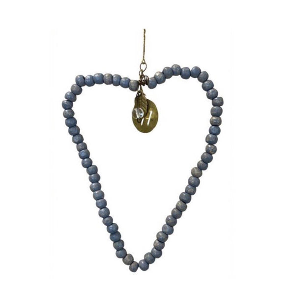 Beaded Heart ornament De Weldaad grey wood