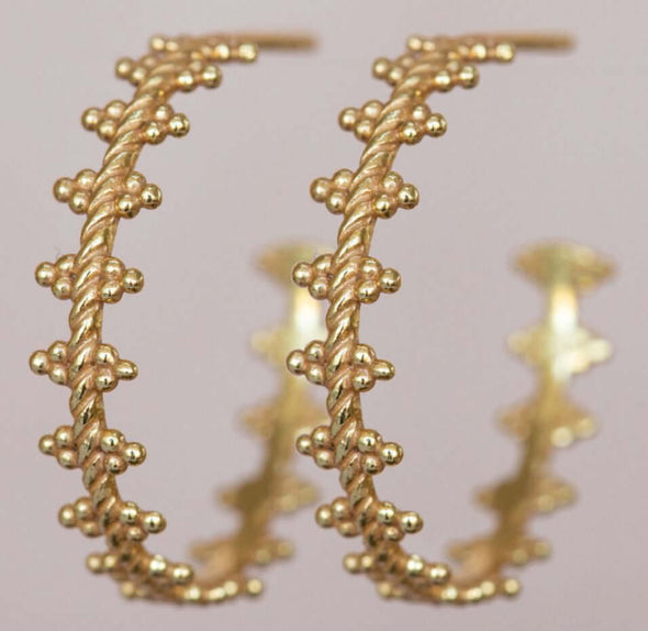 Mujajuma earring aino hoop triple dots gold plated