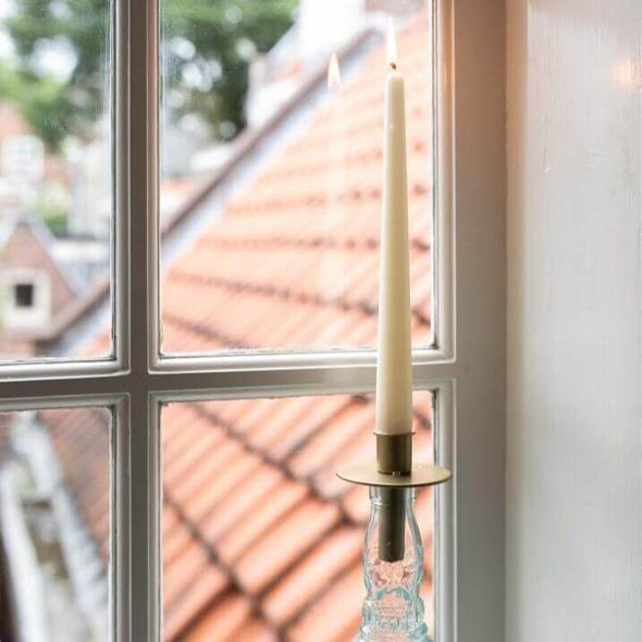 Bottle candle holder metal gold fair-trade van verre