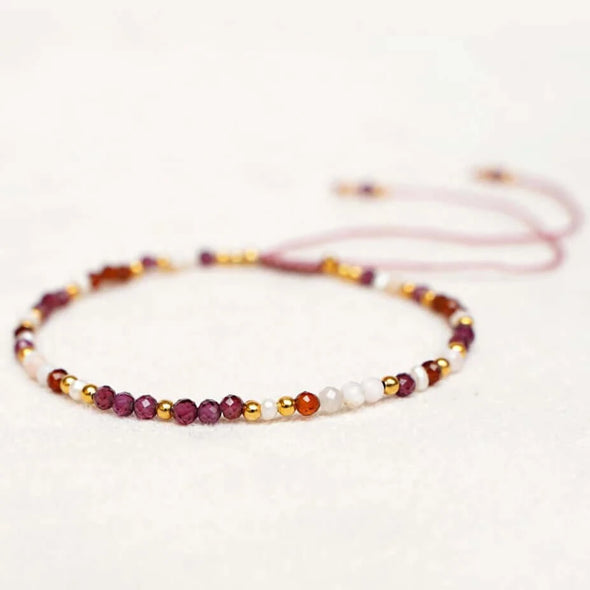 Bracelet garnet semi precious stones energy red natural stone bracelets Muja Juma rode armband half-edelstenen granaat