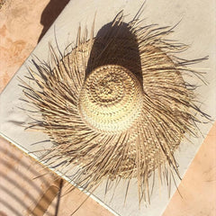 palm hat fringes natural boho style wall decor Morocco