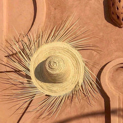 palm hat fringes natural boho style wall decor Morocco hoed wanddecor