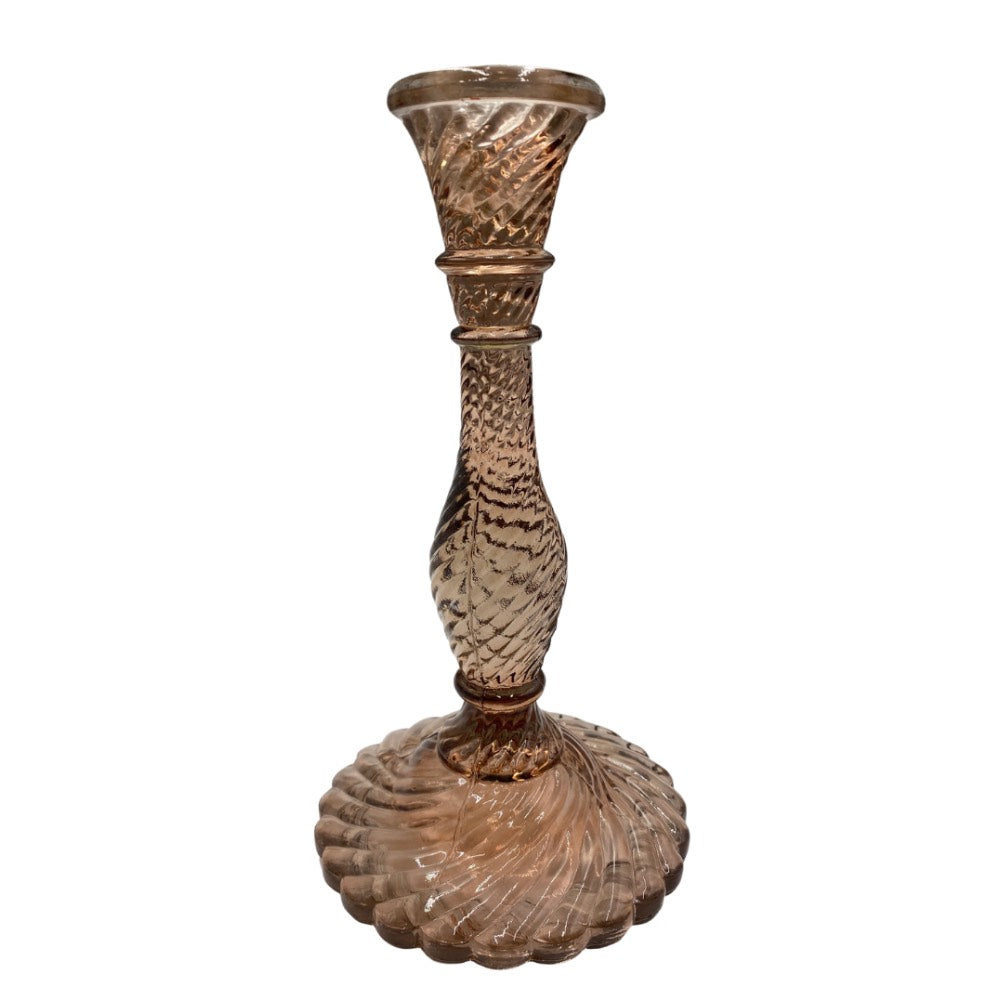 glazen kandelaar recycled glas 23 cm twist recycled glass candlestick champagne
