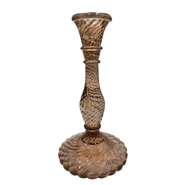 glazen kandelaar recycled glas 23 cm twist recycled glass candlestick champagne