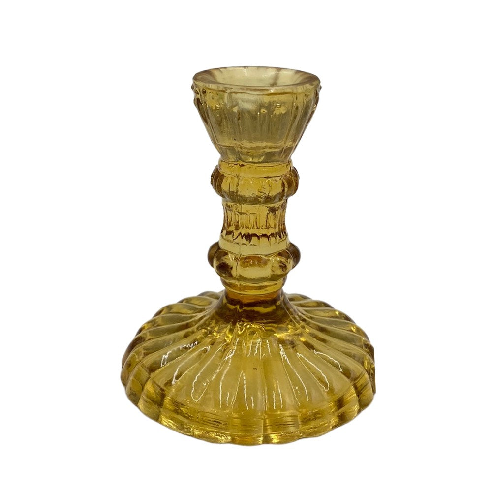 By Room recycled glass candlestick small amber