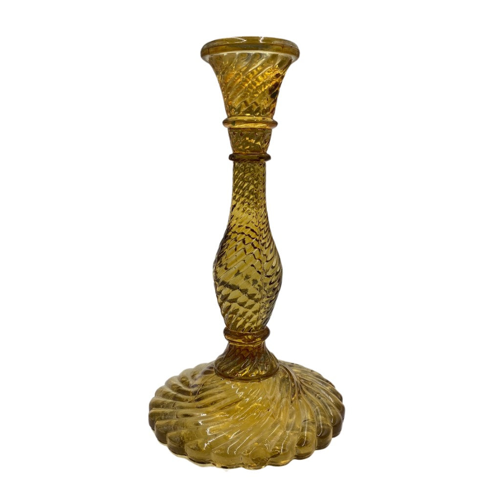 glazen kandelaar geel recycled glas 23 cm twist recycled glass candlestick amber