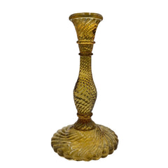 glazen kandelaar geel recycled glas 23 cm twist recycled glass candlestick amber