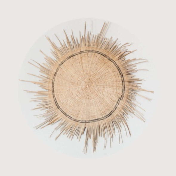 wanddecoratie zon eco naturel zon riet geweven Malawi boho bohemian style