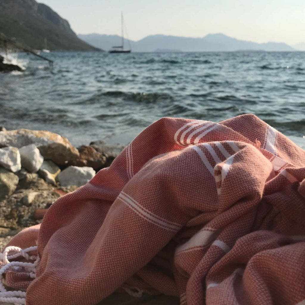 hamam doek hamamdoek sauna zwembad vakantie reishanddoek handdoek hammam towel Ottomania XL large groot copper rood bruin tweepersoons handdoek reis  Edit alt text