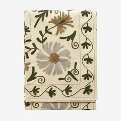 Madam Stolrz Suzan embroidered cotton throw ecru