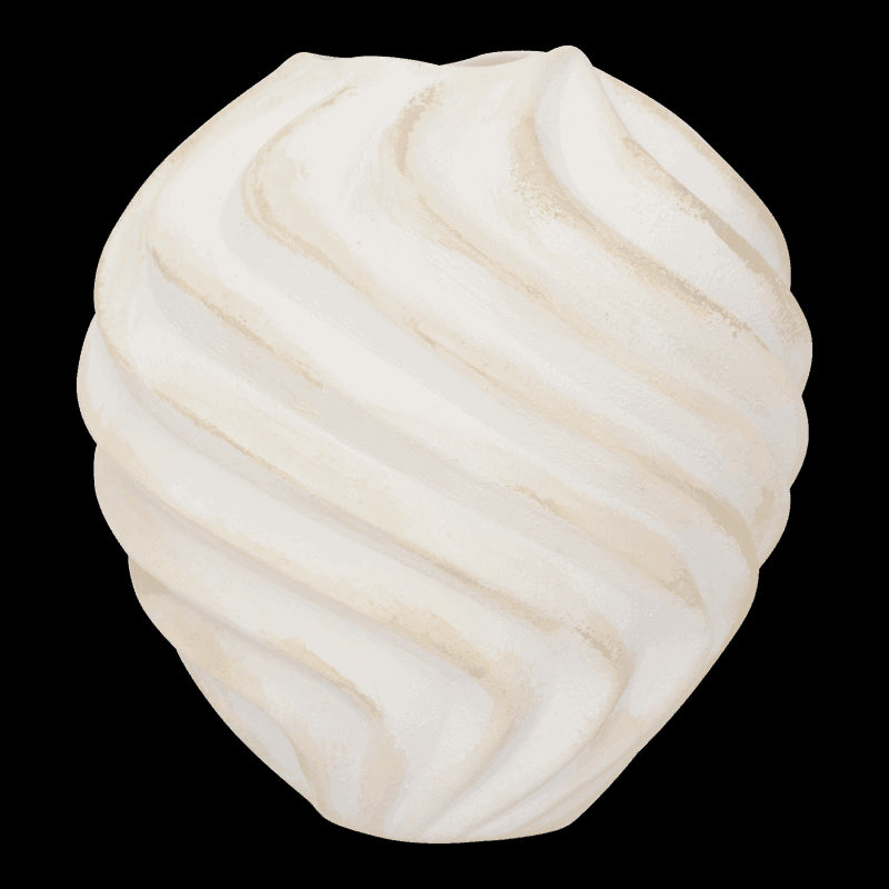 handcrafted white vase ribbed organic shape