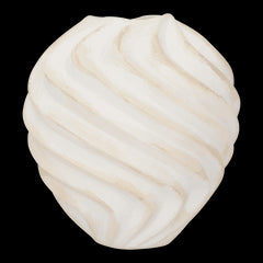 handcrafted white vase ribbed organic shape