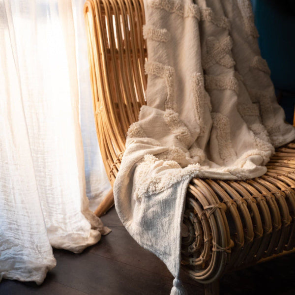 textured blanket cream white fair trade
