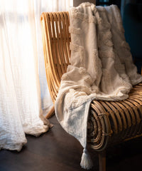 textured blanket cream white fair trade
