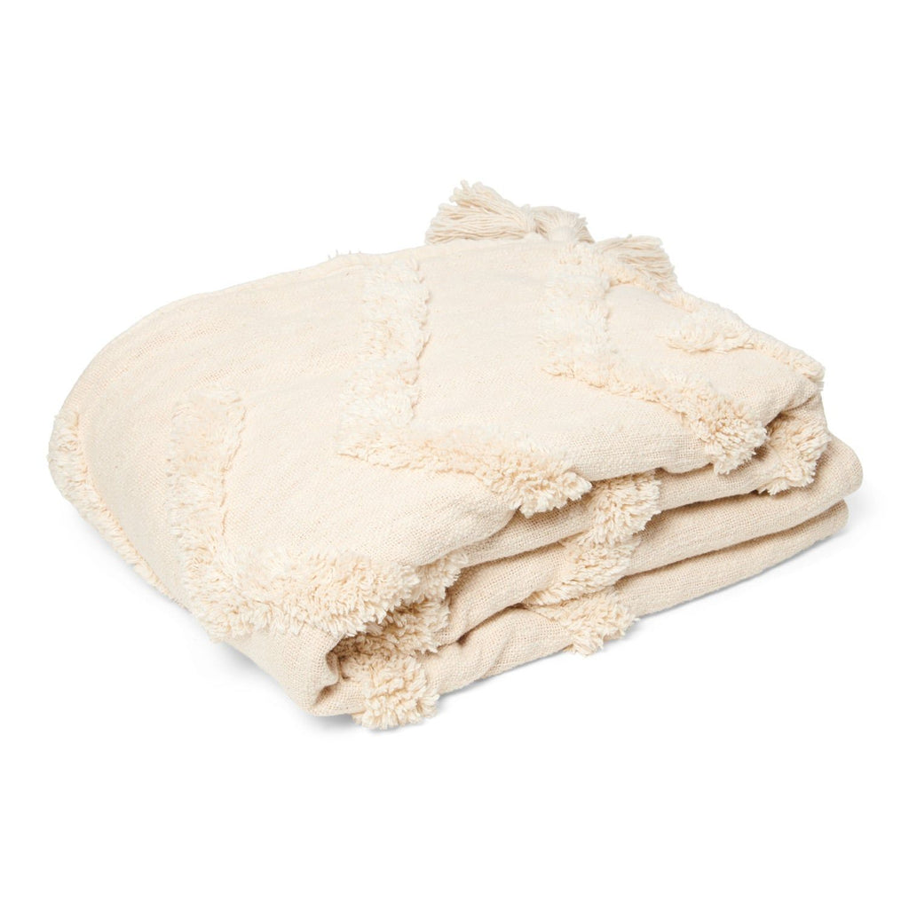 Return to Sender tufted throw blanket ecru