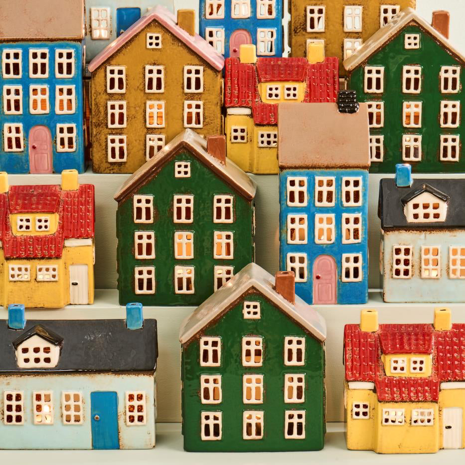 Colorful miniature houses arranged 