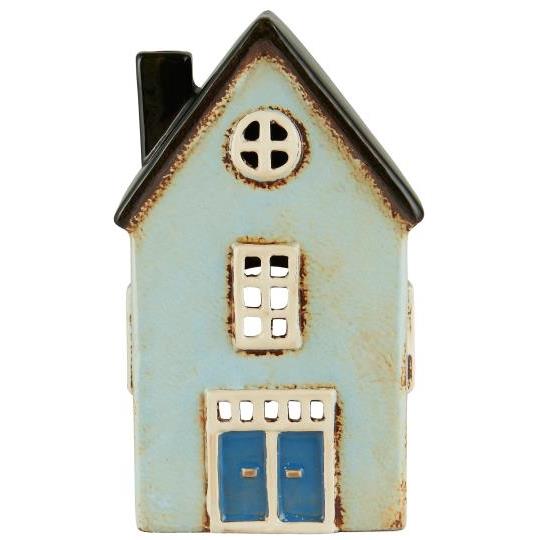 Small ceramic house light blue with double doors Ib Laursen