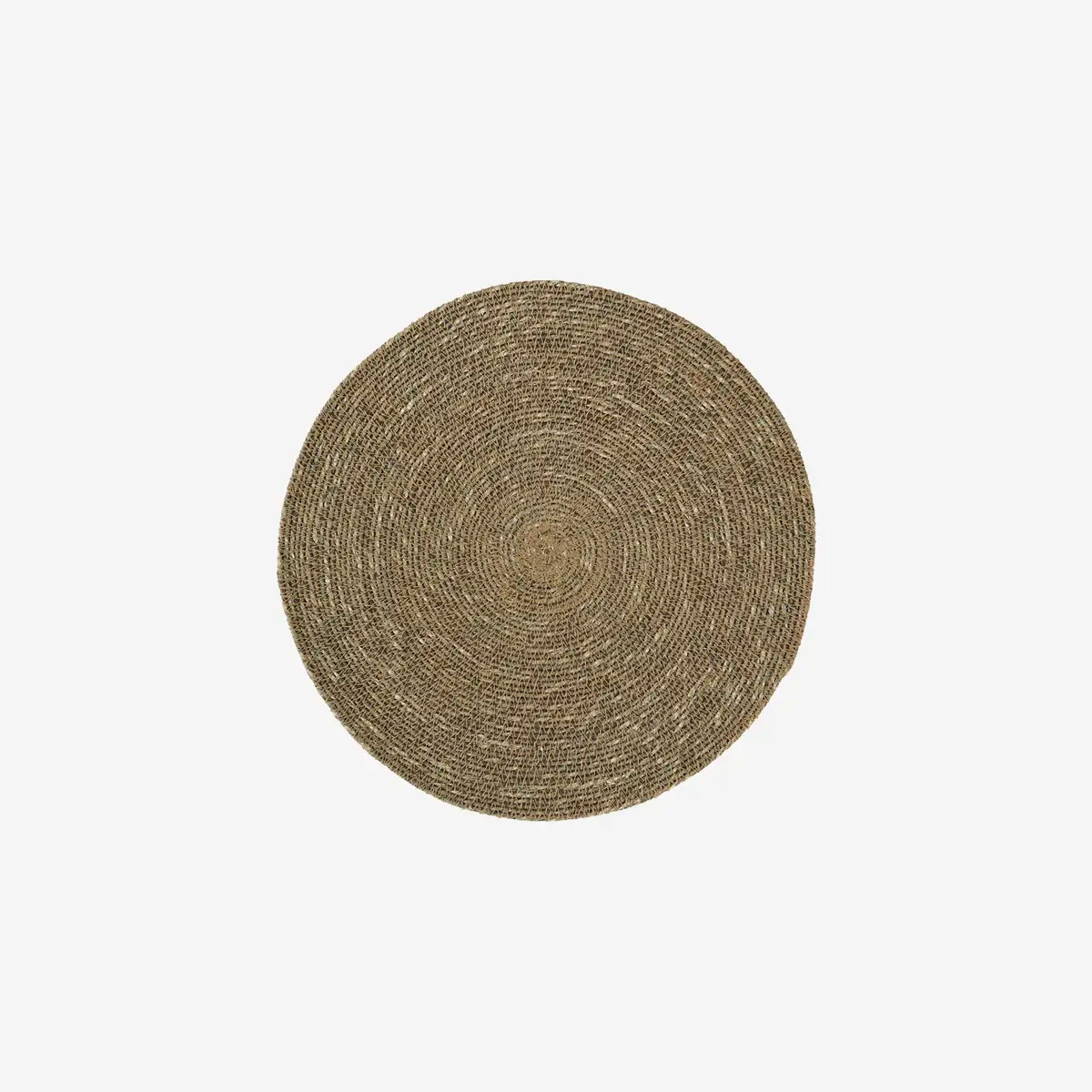 Round woven seagrass placemat khaki