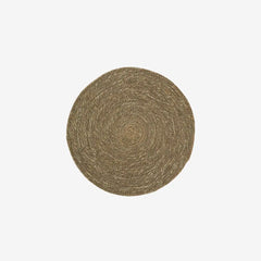 Round woven seagrass placemat khaki