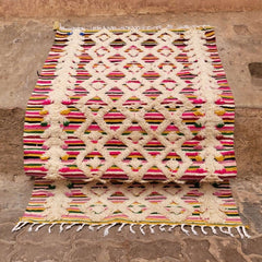 colourful Azilal rug Henkel technique wool carpet Morocco