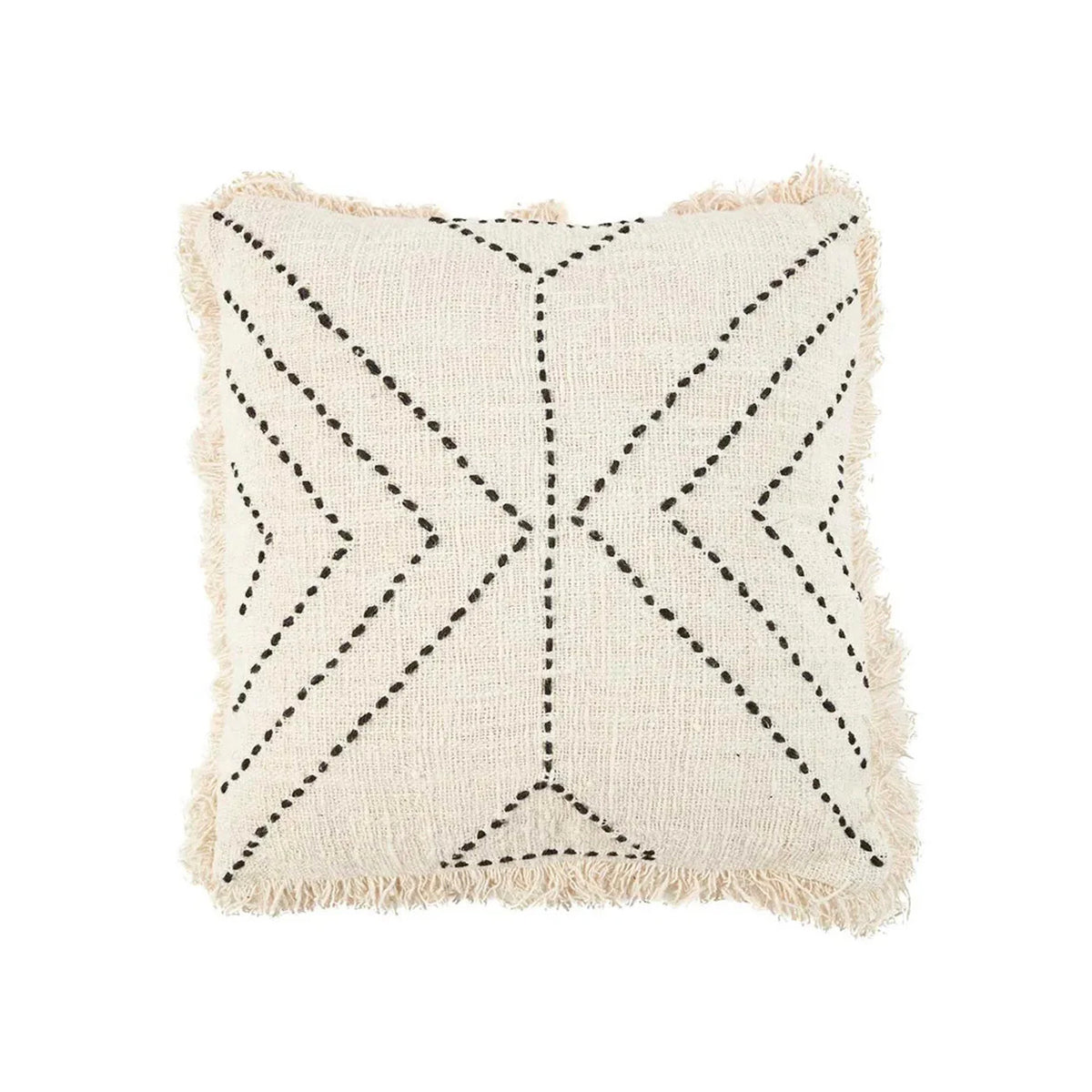 Decorative pillow with geometric pattern on a white background