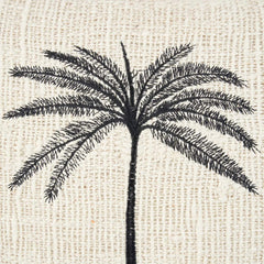 Black palm tree design on a textured beige background