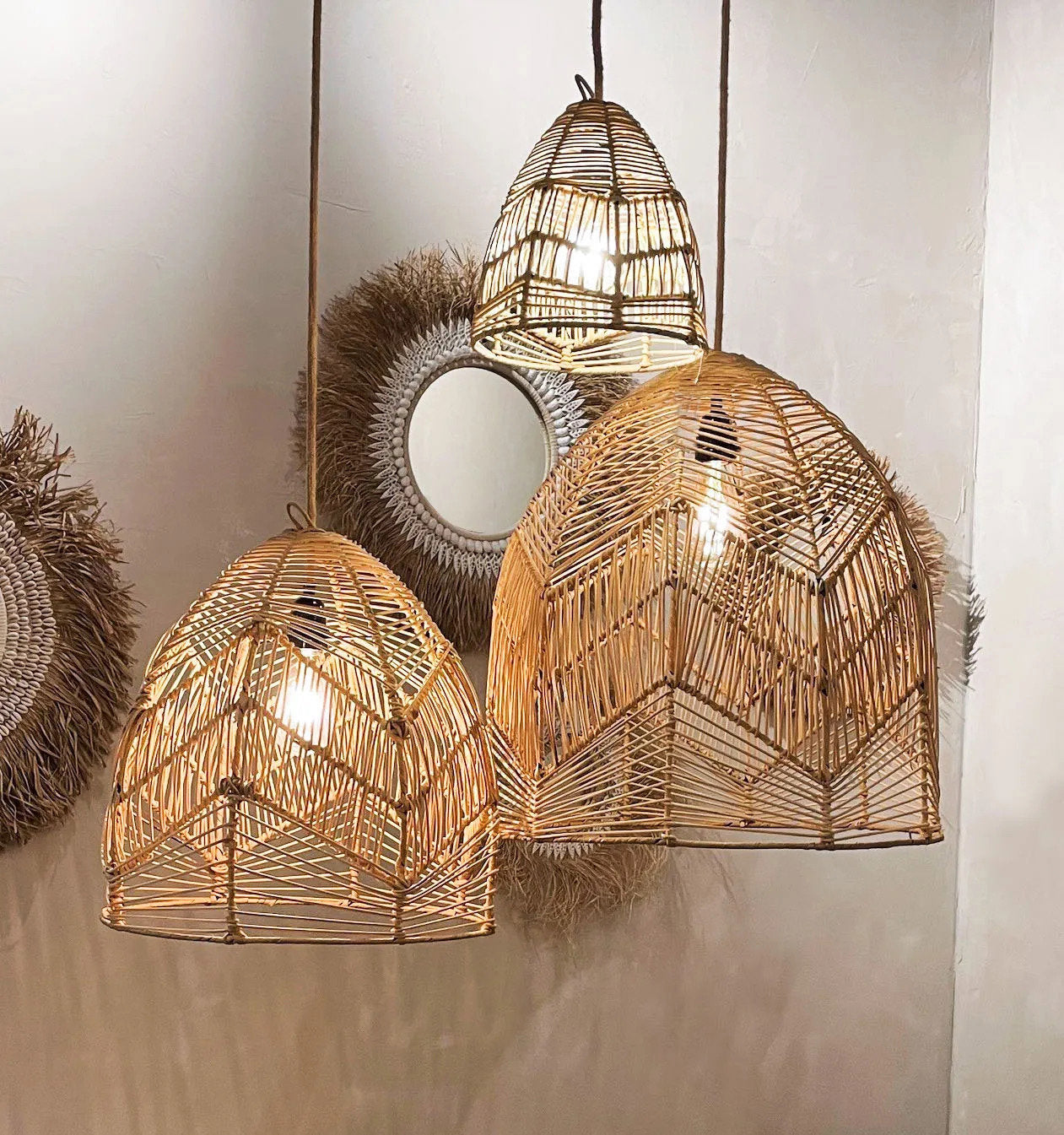 Bala Pendant Natural Rattan - S
