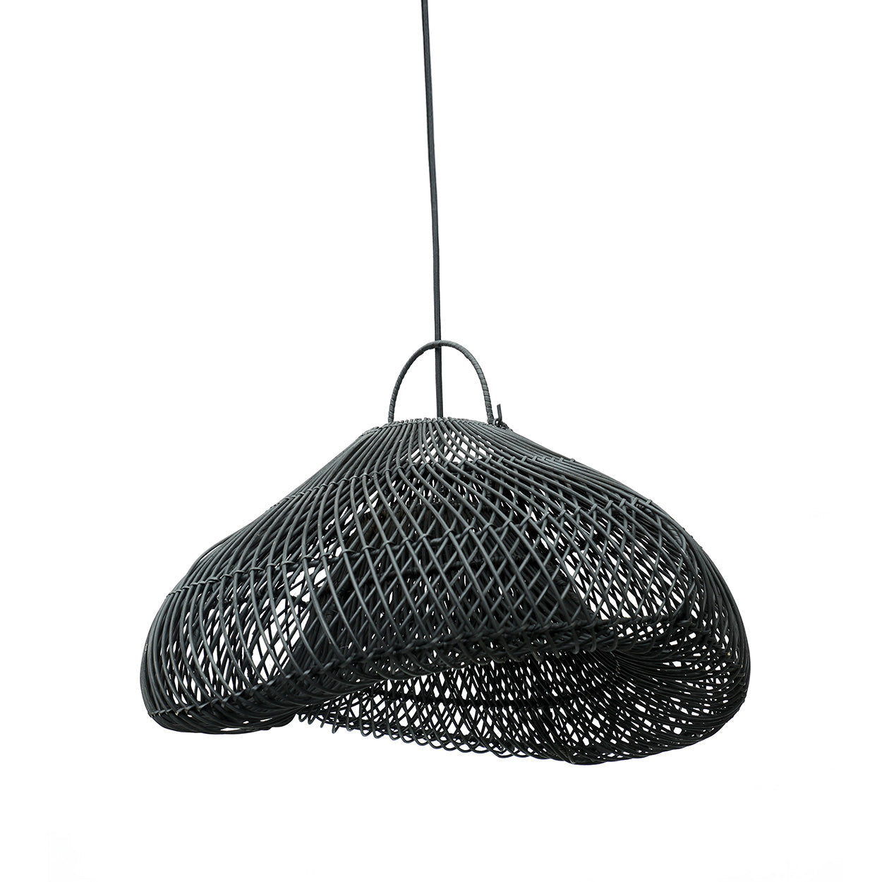 Rattan Cloud Pendant - Black - M