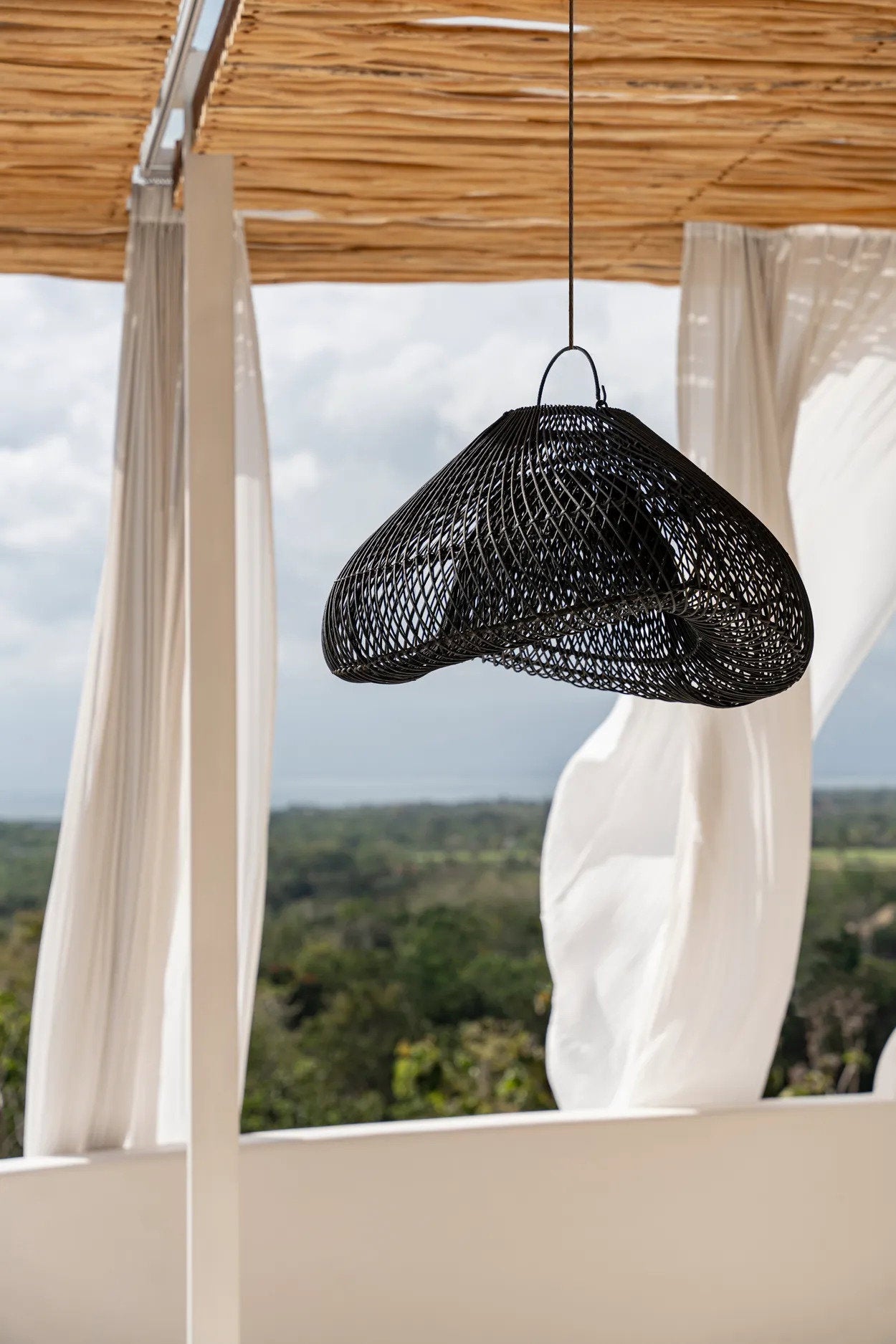 Rattan Cloud Pendant - Black - M