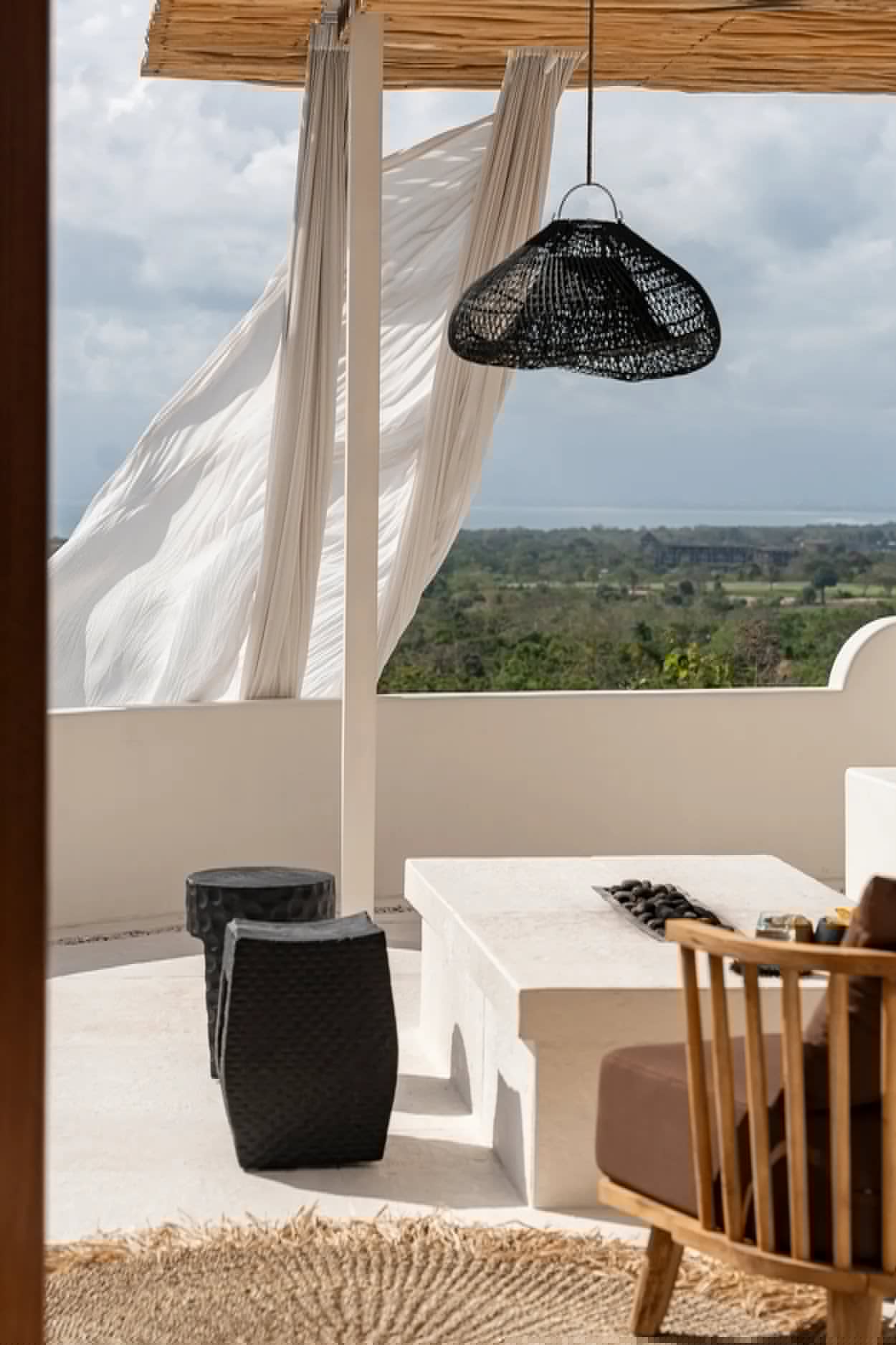 Rattan Cloud Pendant - Black - M