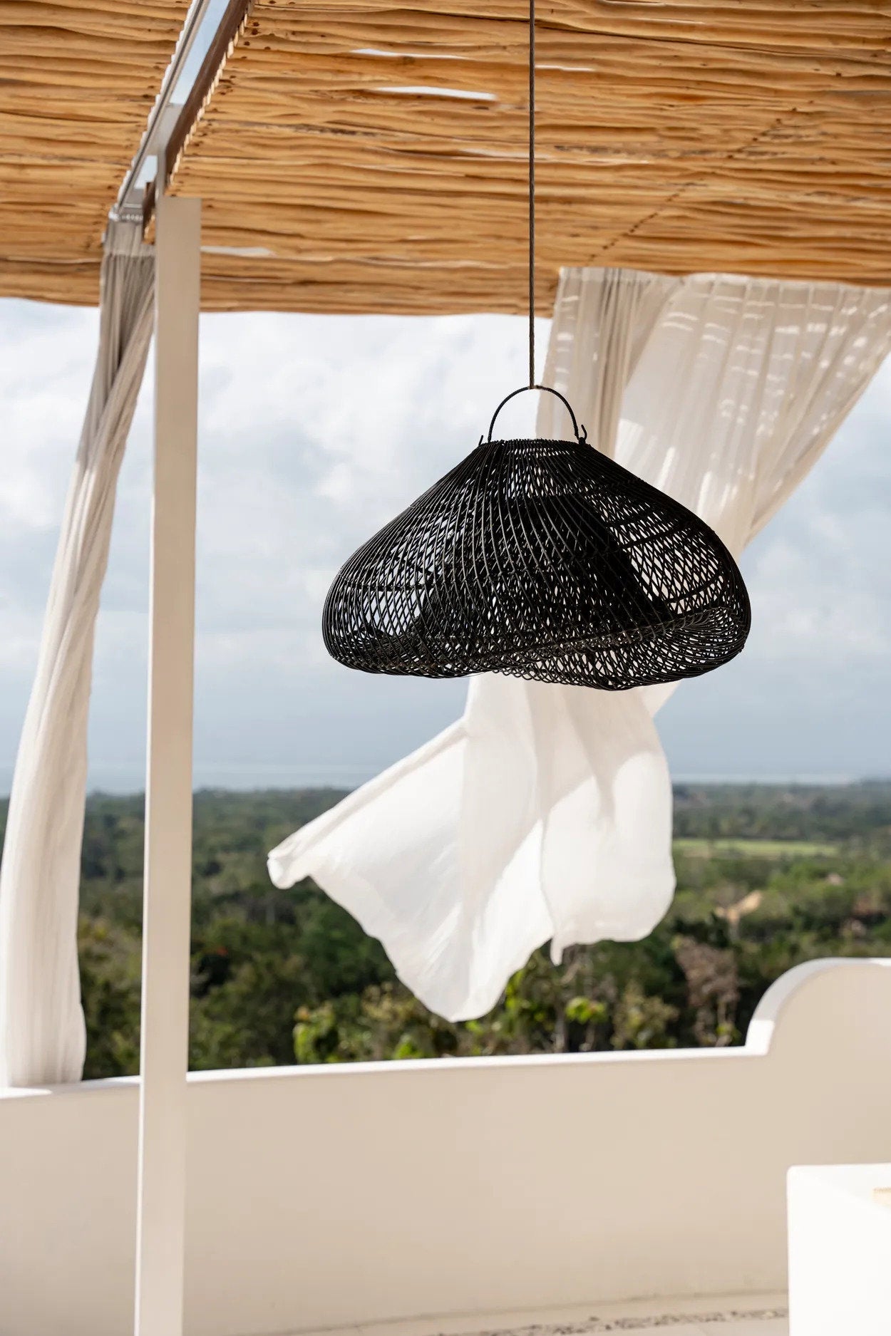 Rattan Cloud Pendant - Black - M