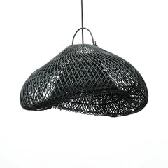 Black woven pendant light rattan