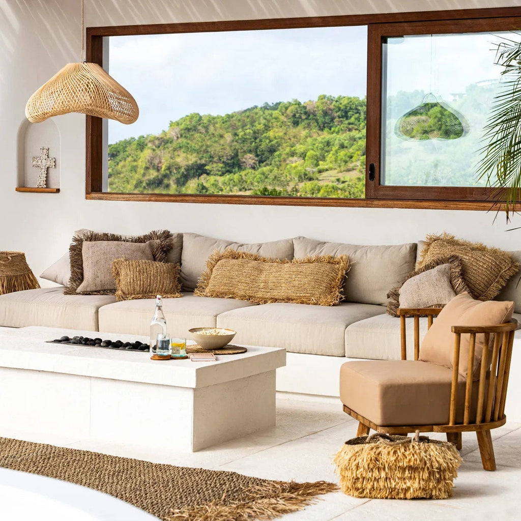 boho style living room rattan lampshade