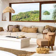 boho style living room rattan lampshade