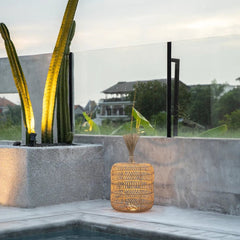 outdoor rattan floor lamp boho style 