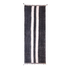 Berber kilim rug hallway runner pure wool black white