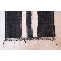 Berber kilim rug hallway runner pure wool black white