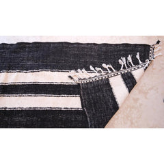 Berber kilim rug hallway runner pure wool black white